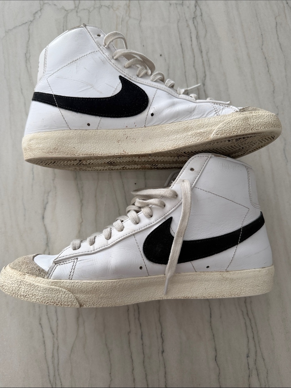 Nike - Men’s White, Black & Cream High-Top Sneakers size 10 men